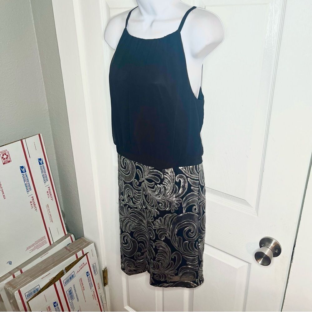 Laundry by Shelli Segal Sleeveless Bodice & Sequin Skirt Mini Dress Black 8 - Picture 7 of 13
